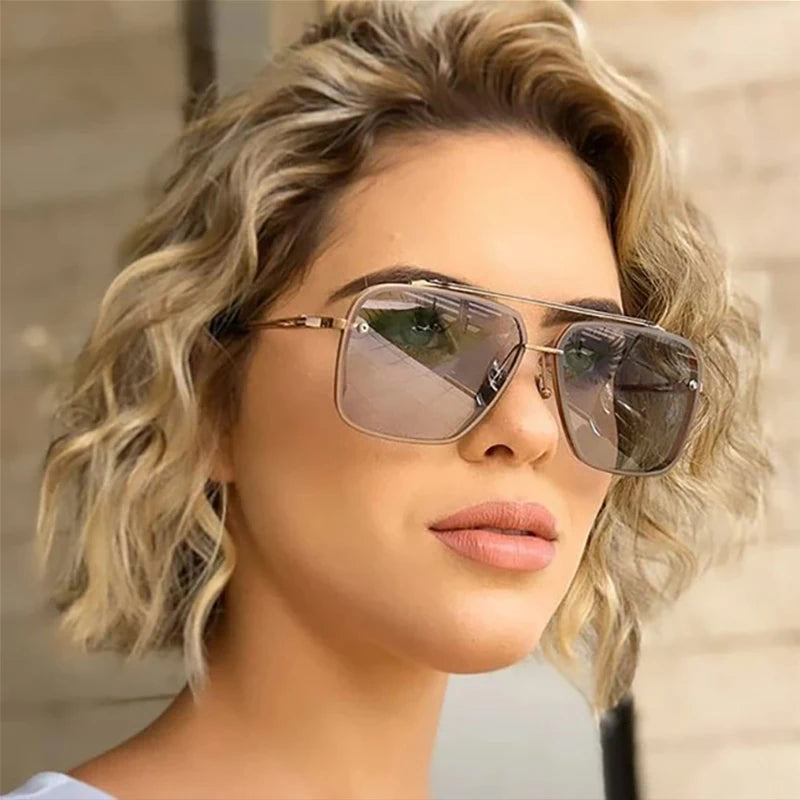 Gradient Metal Frame Sunglasses
